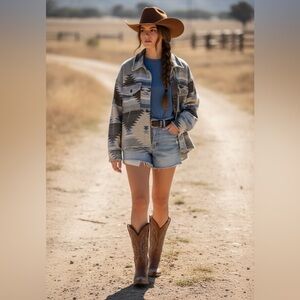 La Miel Aztec southwestern boxy over shirt coat oversized medium